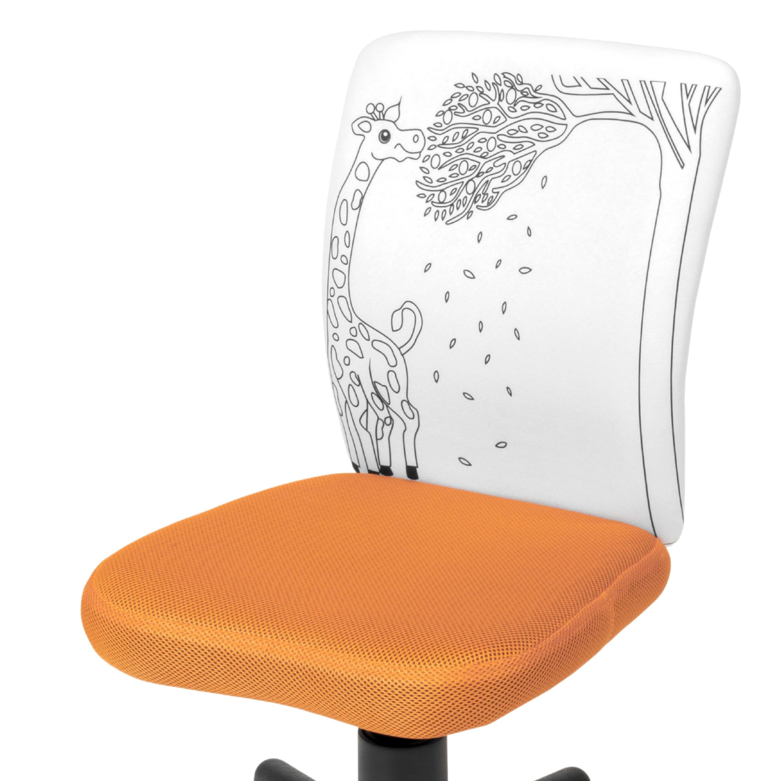 Miroytengo Silla Infantil Pintame Jirafa en Color Naranja y Blanco con Ruedas. Rotuladores Incluidos 77x39 cm