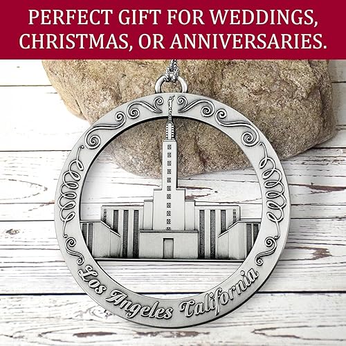 Miniatura 2 de Ringmasters - Adorno para templo SUD, adorno colgante con acabado plateado antiguo, ideas de intercambio de adornos misioneros SUD, (Los Ángeles,