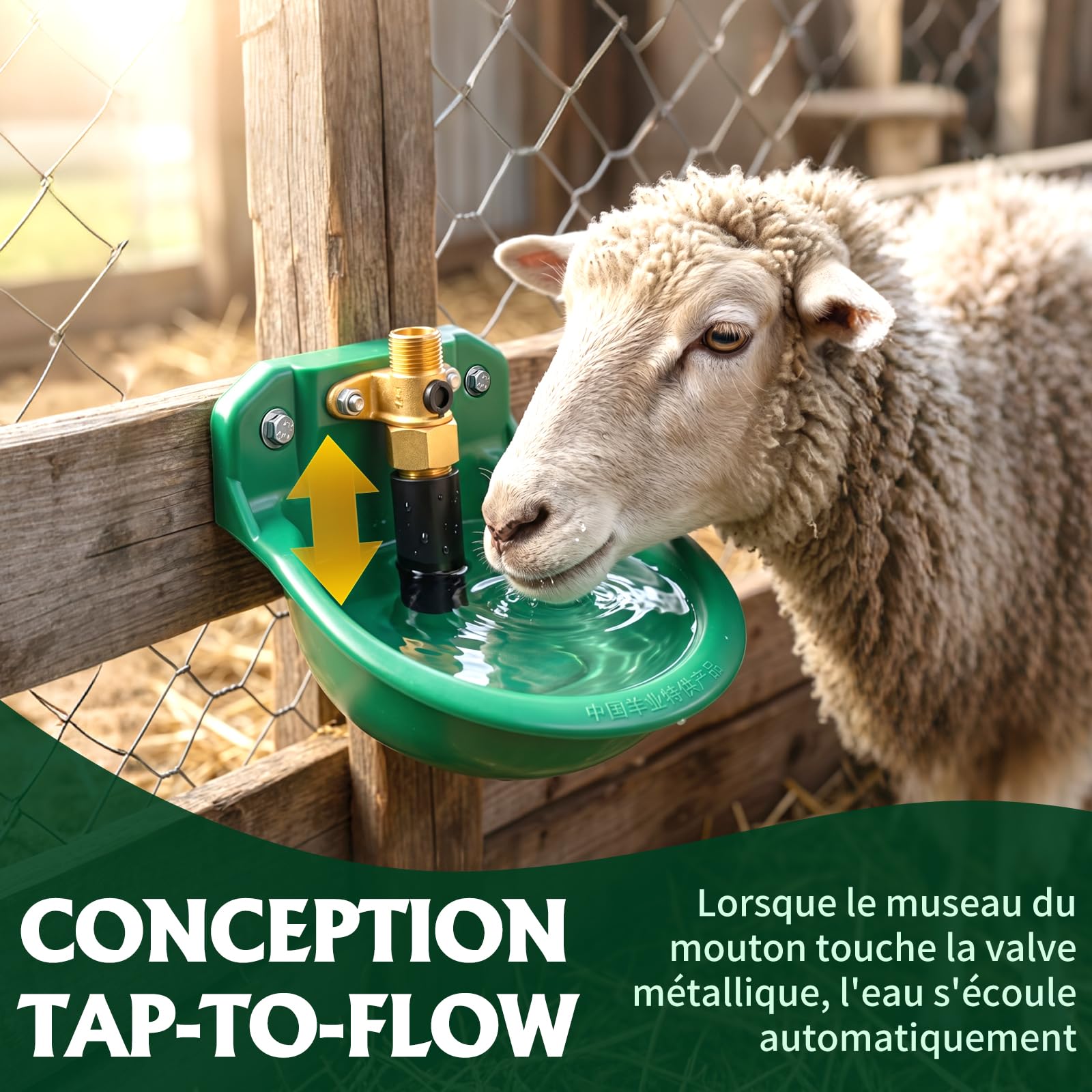Abreuvoir Automatique pour Moutons, Veaux, Bovins, Cochons, Chiens, Porcelets (Valve d'eau en Cuivre)