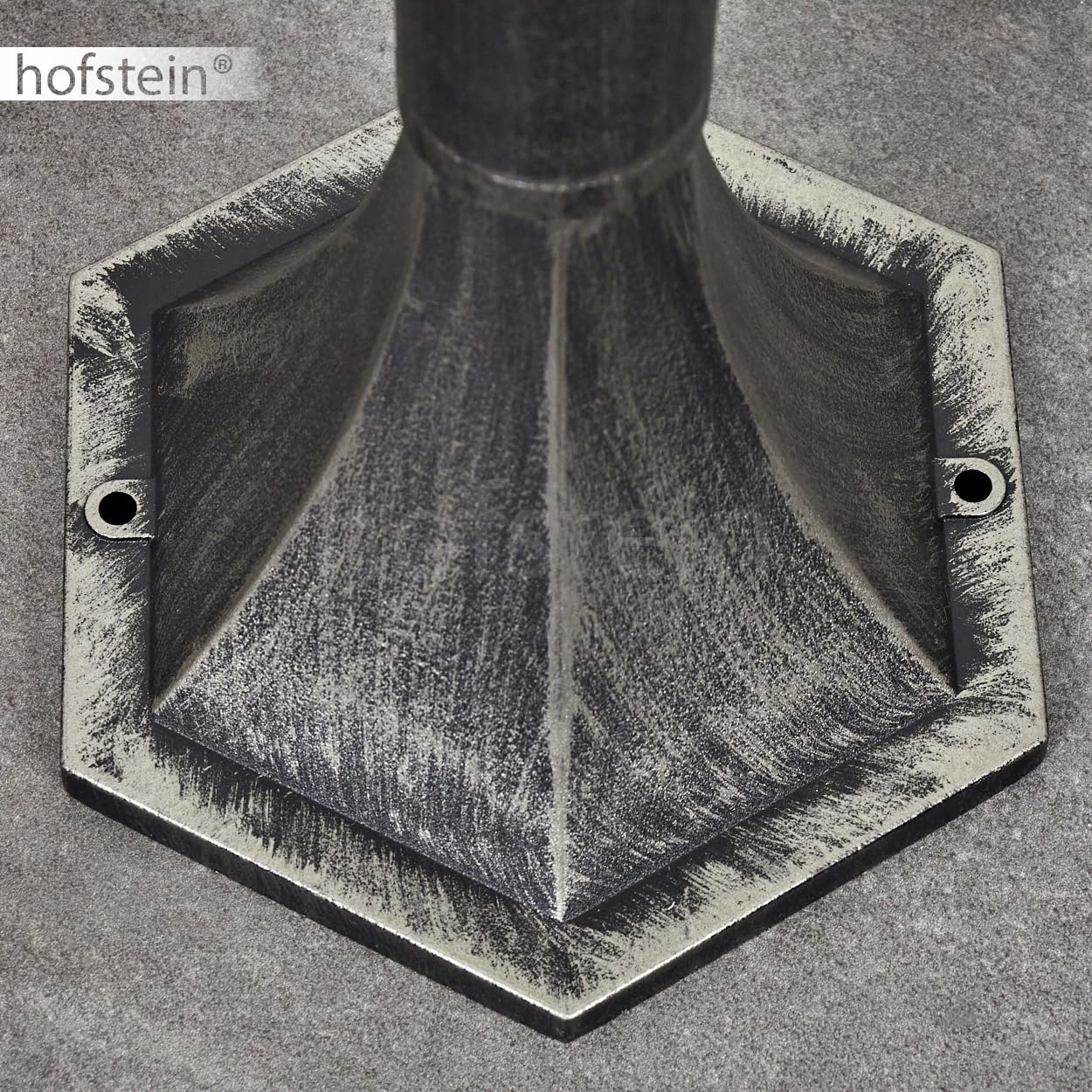 Lampa zewnętrzna Loria, lampa drogowa z czujnikiem ruchu z metalu/szkła w kolorze czarno-srebrnym/przezroczystym, lampa zewnętrzna o wyglądzie antycznym, 107 cm, lampa ogrodowa, oświetlenie ogrodowe