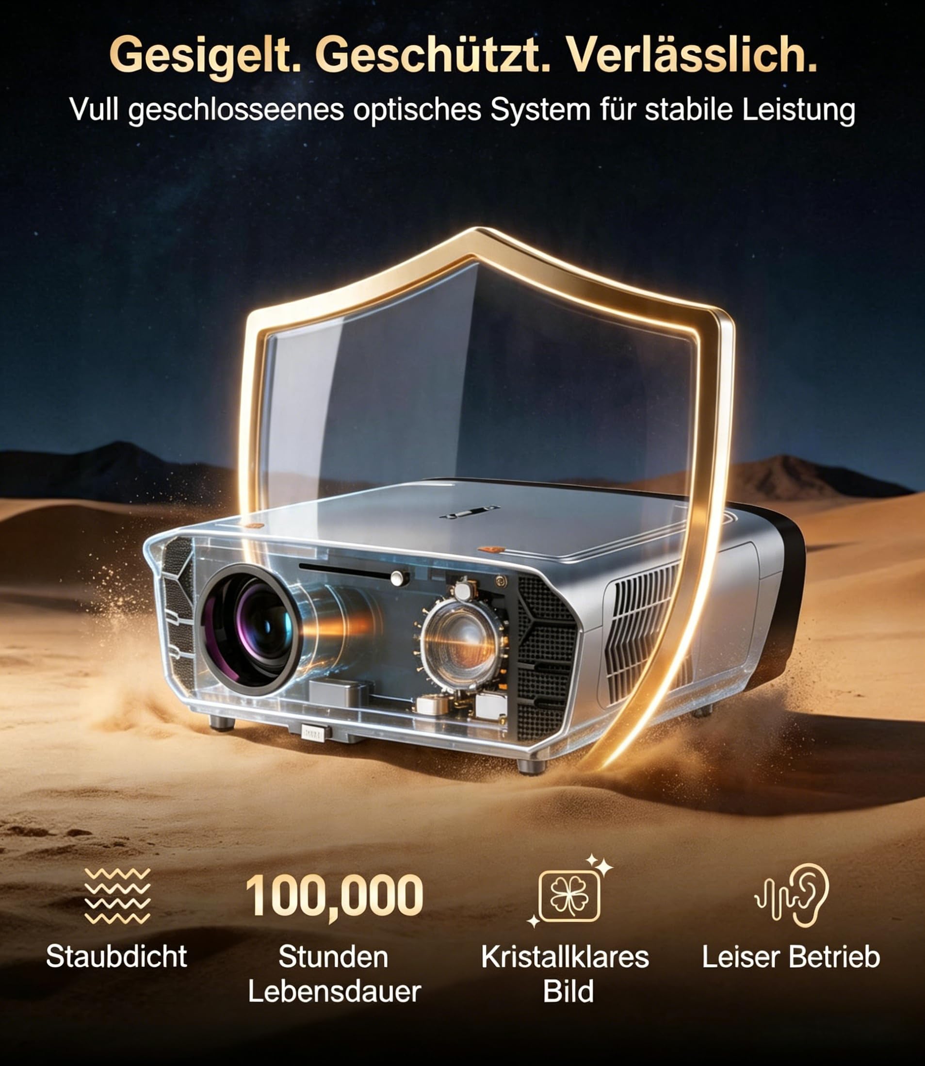 4K Google TV Tageslicht Beamer 2550 ANSI-Lumen Projektor für Heimkino | Smart Beamer,Streaming-Apps, 70W Dolby Audio,ToF-Autofokus,WLAN6,BT5.4 & NFC,HDMI ARC,MEMC Filme ,Gaming und Outdoor