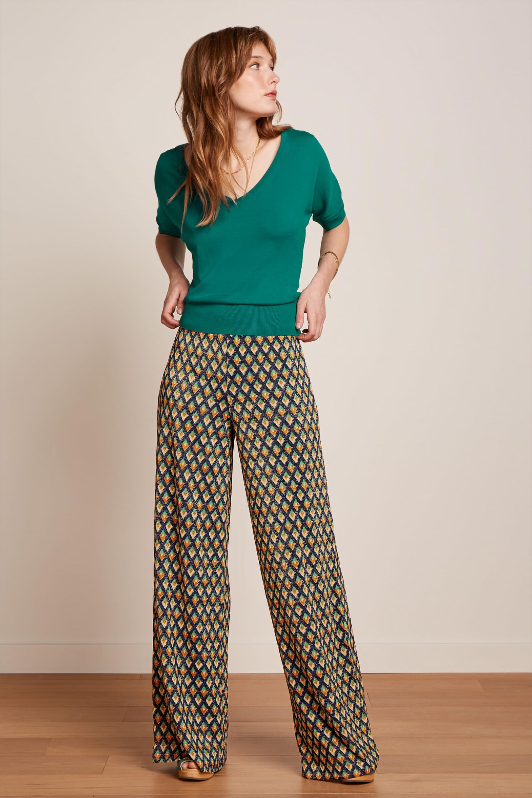 King Louie Palazzo Sara - Pantalón acampanado para mujer