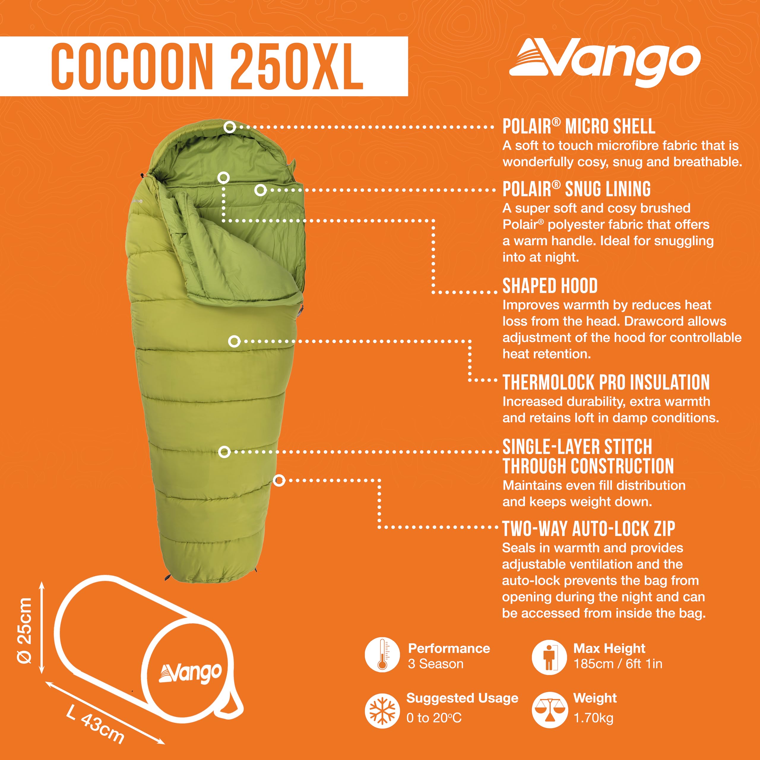 Vango Śpiwór Cocoon 250 XL [wyłącznie w serwisie Amazon]