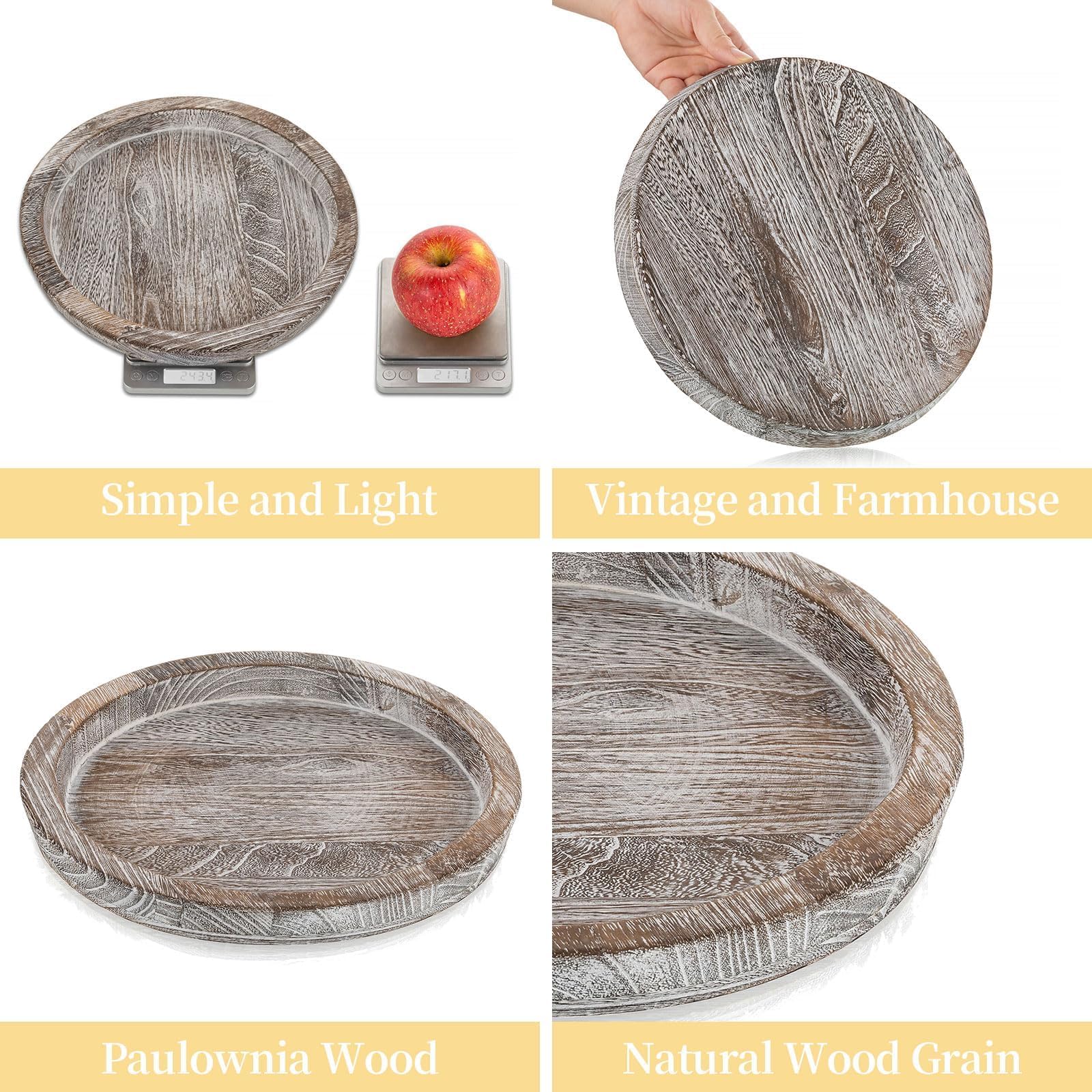 Bougeoirs En Bois Massif Lot De 2 - Plateau Rond 11 Cm, Gouttière à Cire Intégrée, Hêtre FSC