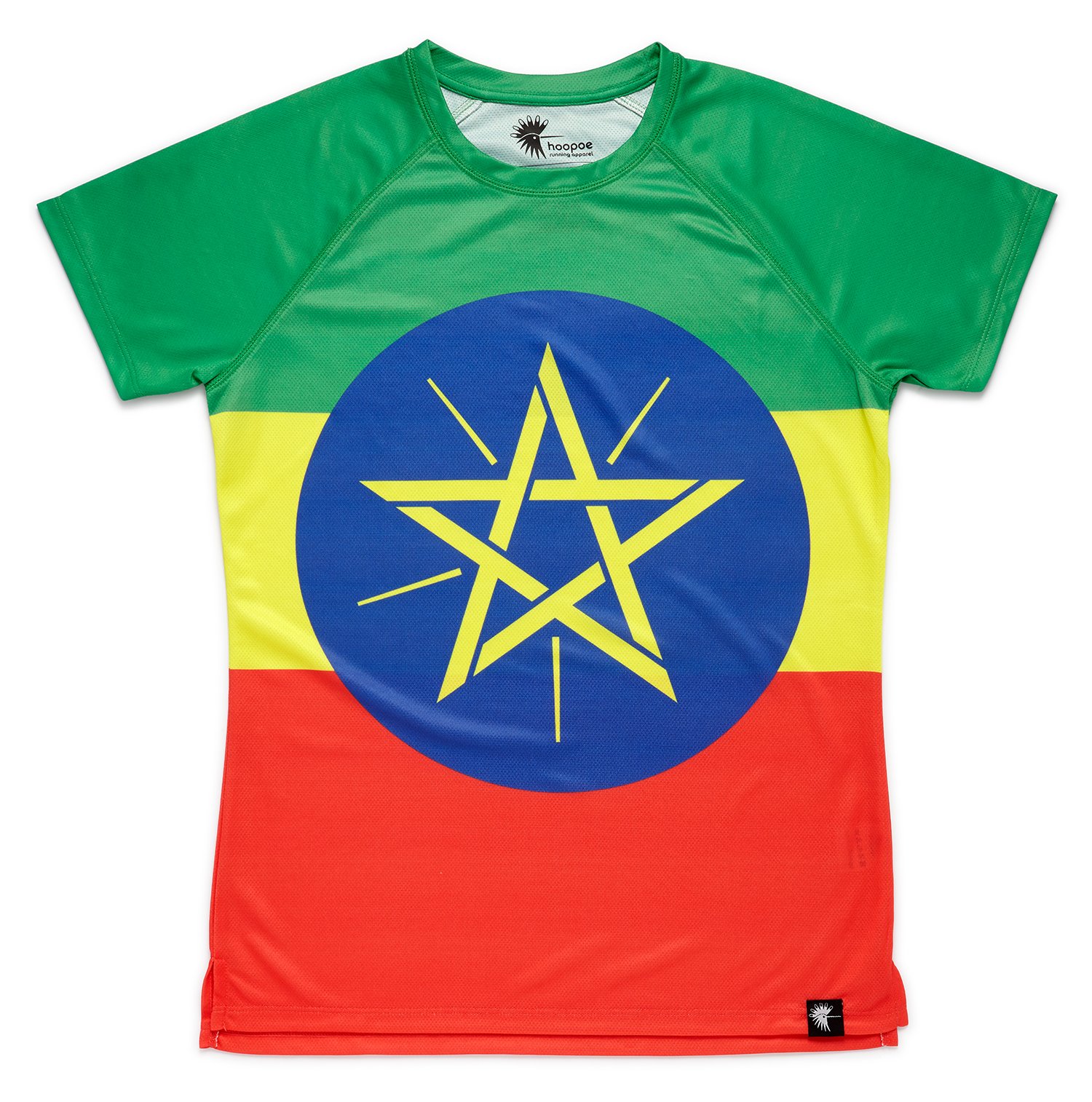 Hoopoe Running Apparel Adisabeba Unisex Adult T-Shirt, Unisex_Adult, T-Shirt, FLAA013, Rojo, Azul, Amarillo, Verde, M