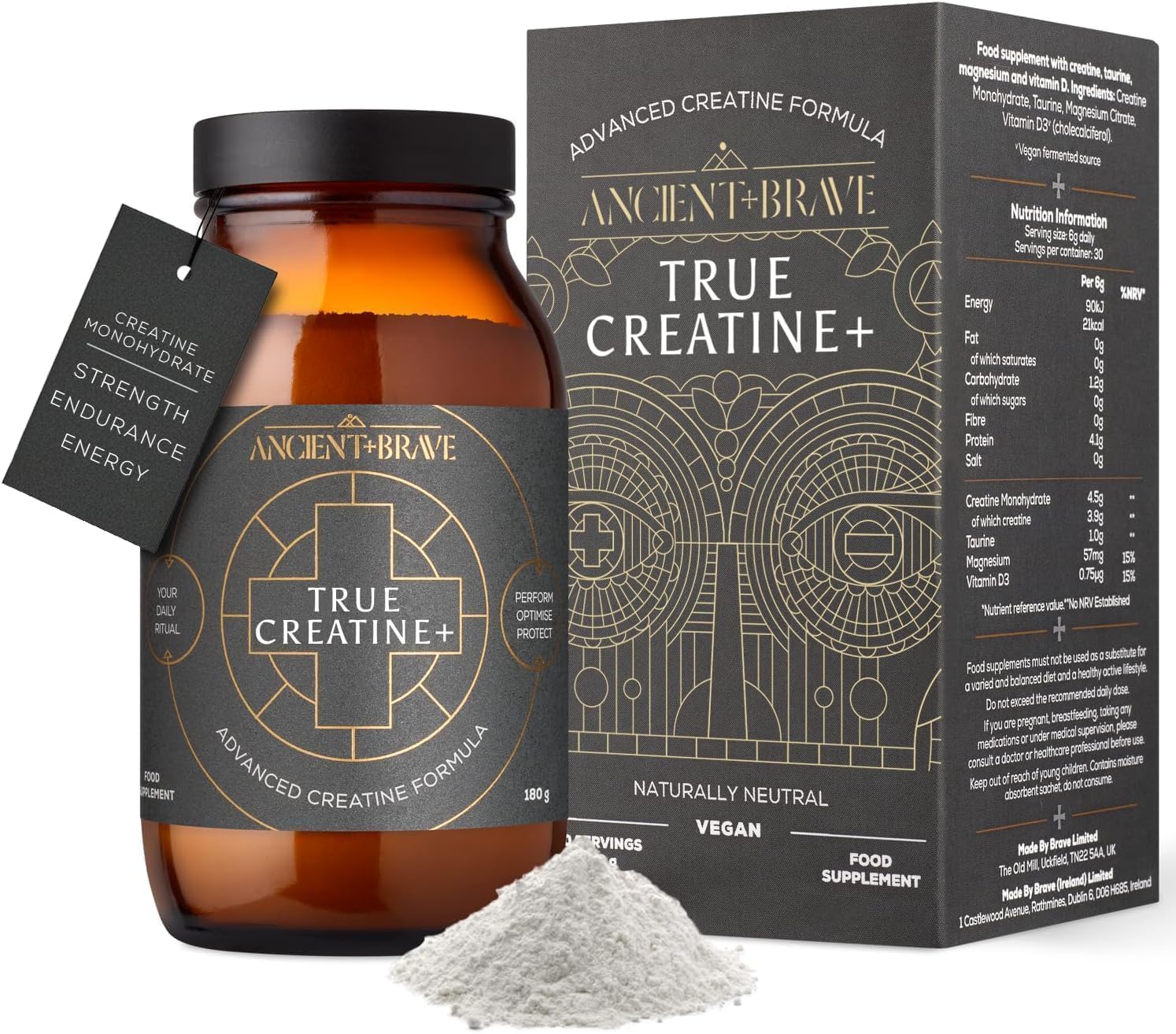 True Creatine+ - 180g - Premium Creatine Monohydrate Powder - 100% Micronised - High Performance, Strength Building - Muscle Recovery, Cognitive Function & Wellness
