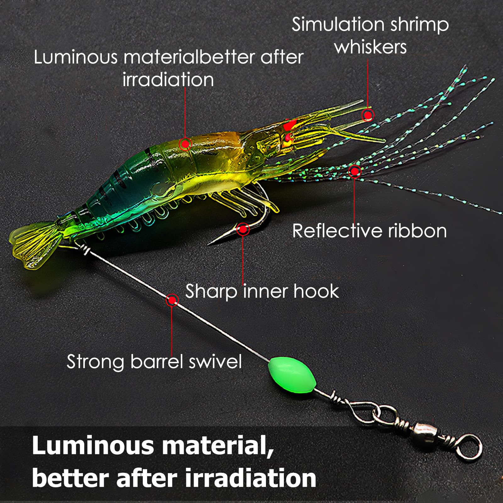 BendJoy® 8PCS Fishing Hook Set with Luminous Bait, Fishing Lures & Bait, Includes Clamps, Connectors & Swivels, Ideal Fish Hook for Day & Night Fishing, All Fishing Accessories 1