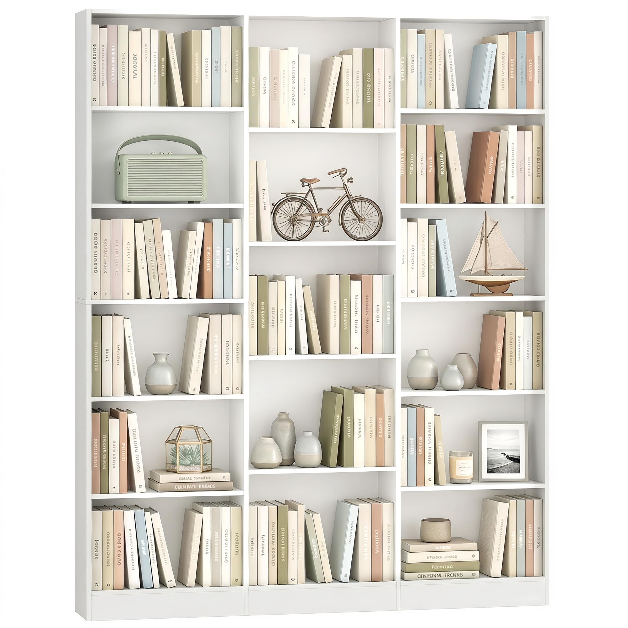 HOMCOM Bookcase with 17 Compartments 6-Tier Tall 149 x 23.6 x 188 cm White