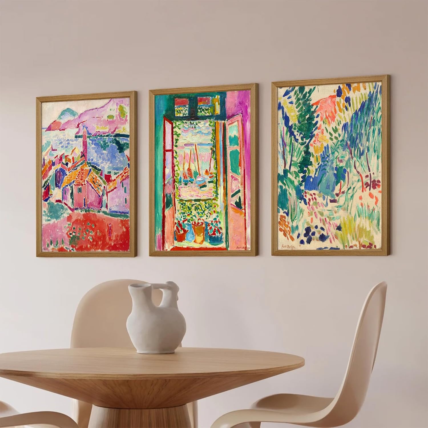 Henri Matisse Wall Art Prints Aesthetic Canvas Matisse Wall Decor Painting Colorful Matisse Wall Art Poster Boho Abstract Matisse Picture Artwork for Bedroom Living Room 12x16 Inch Framed Set of 3