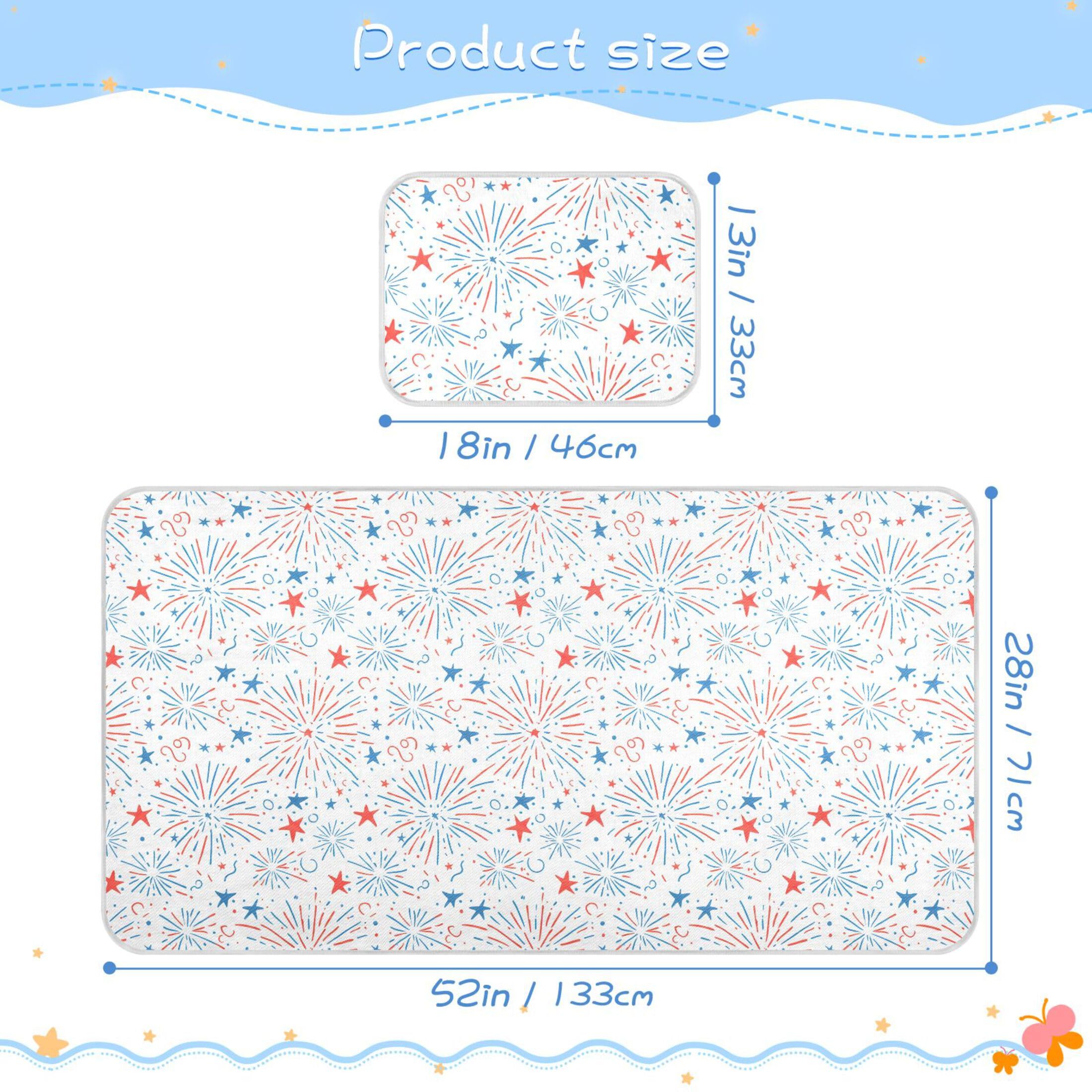 Takiito Colorful Fireworks Baby Cooling Mattress Pad, Soft & Breathable Cooling Mat Keep Baby Cool in Summer 28x52 in, Nursery Essential