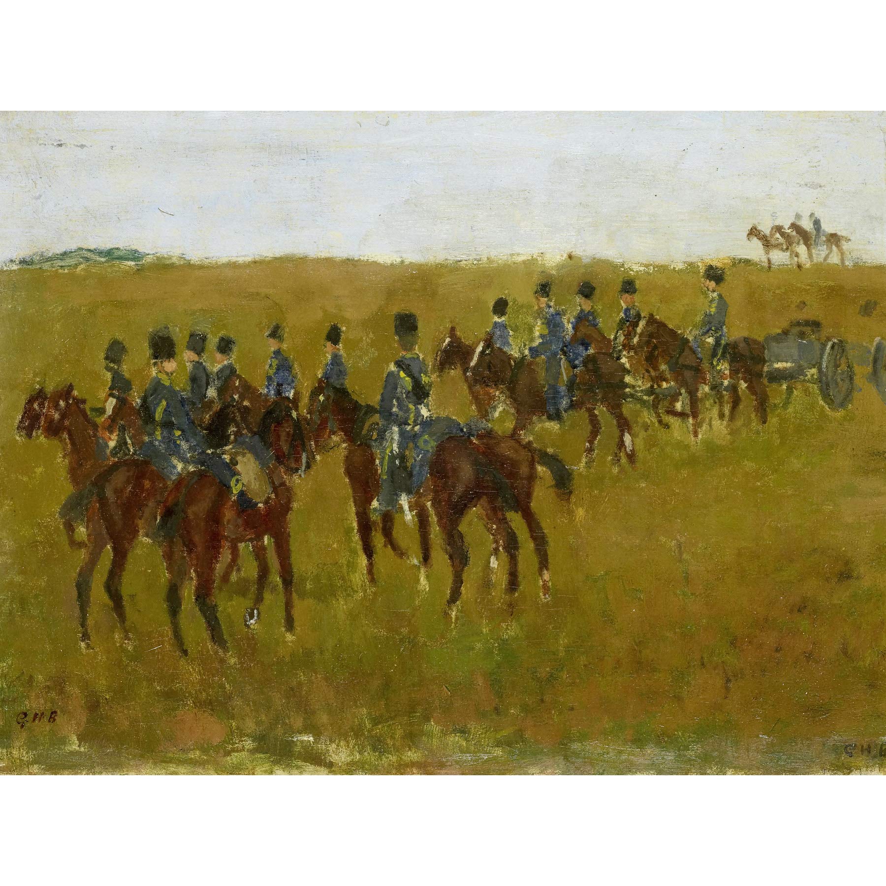 Artery8 Breitner Artillery Maneuver Army Horse Painting Premium Wall Art Canvas Print 18X24 Inch