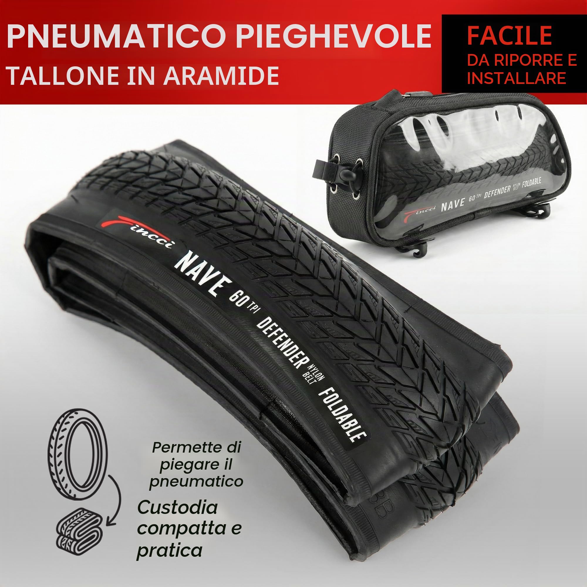Fincci Gravel Copertoni Bici 700x35c - Set di Pneumatici Pieghevoli 28" con Protezione Antiforatura 1 mm e 2 Camere d'aria 37-622 - Gomme per Montagne & Elettrica Bici, City Bike Uomo & Donna
