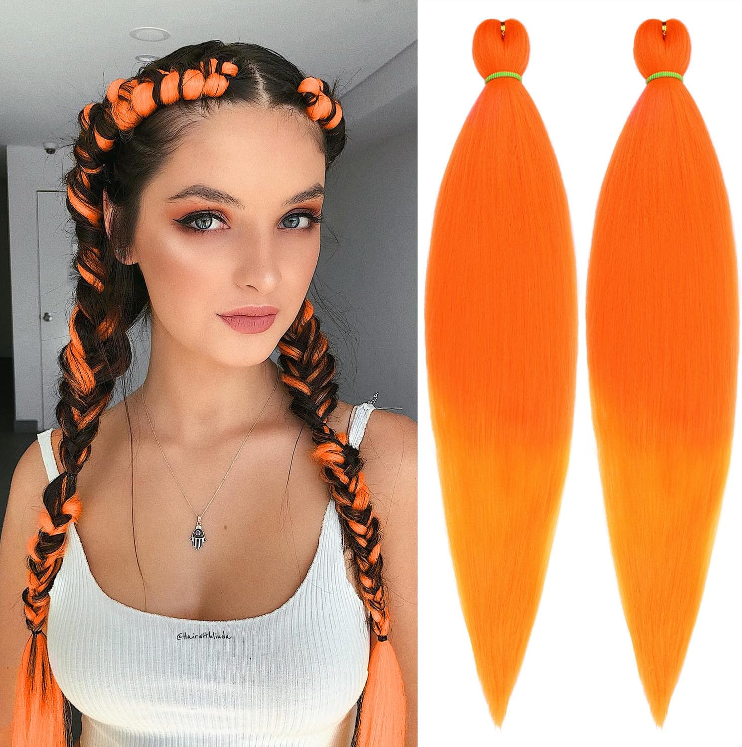 Amazon.com : Leeven Pre stretched Braiding Hair 26 Inch 2 Pack orange ...