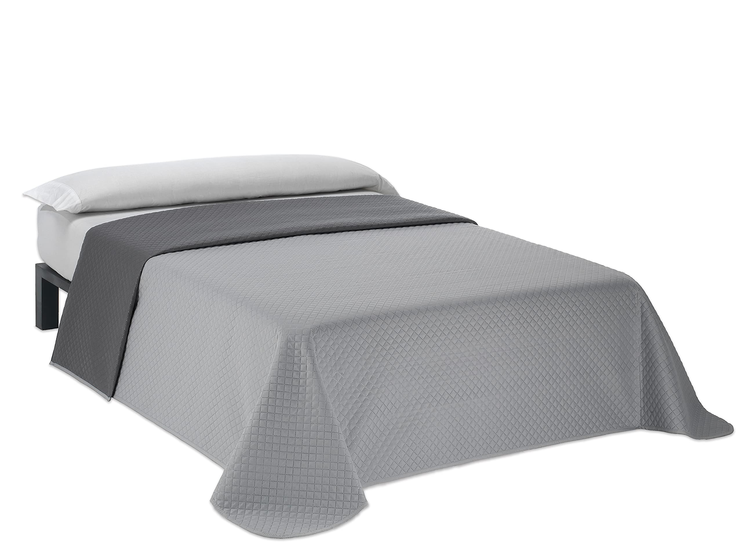 Martina Home Copriletto trapuntato reversibile, 100% poliestere, grigio antracite, letto da 135