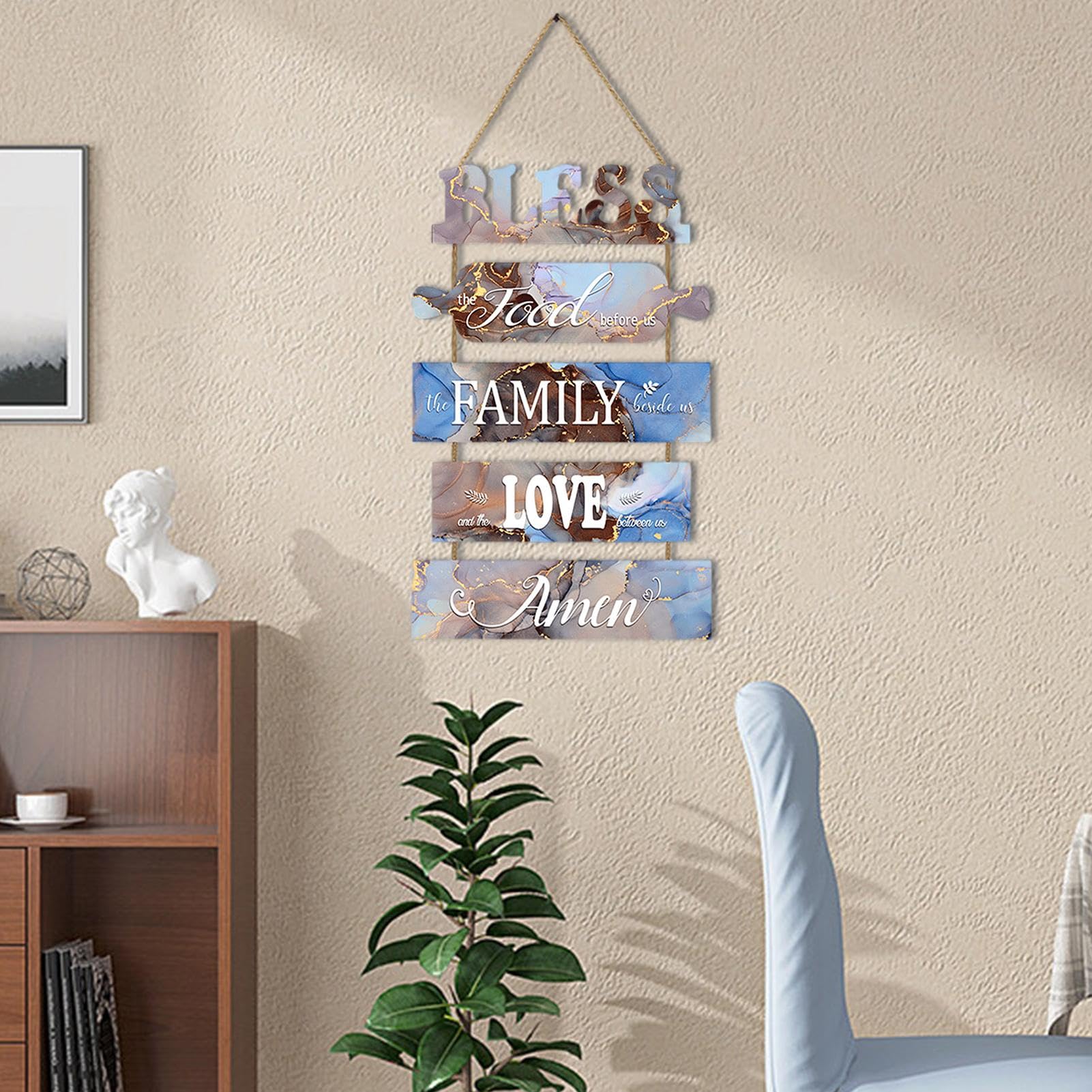 Placa decorativa de pared de cocina de granja, placa de pared sin comida | cartel de amor de familia, cartel de madera, decoración de para salón, dormitorio, exterior