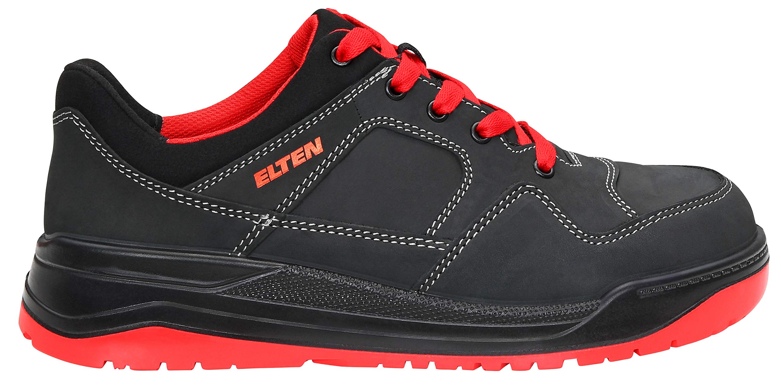 ELTEN Maverick Black-red Low ESD S3S | Sicherheitsschuhe für Damen & Herren, Stahlkappe, leicht, atmungsaktiv, Gr. 43