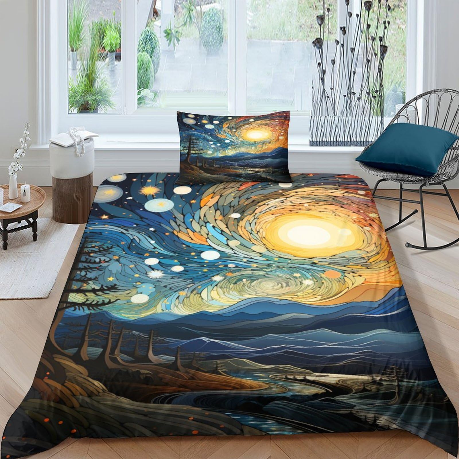 Housse de couette garçon ciel étoilé 135x200 pour transformer la chambre en nuit magique