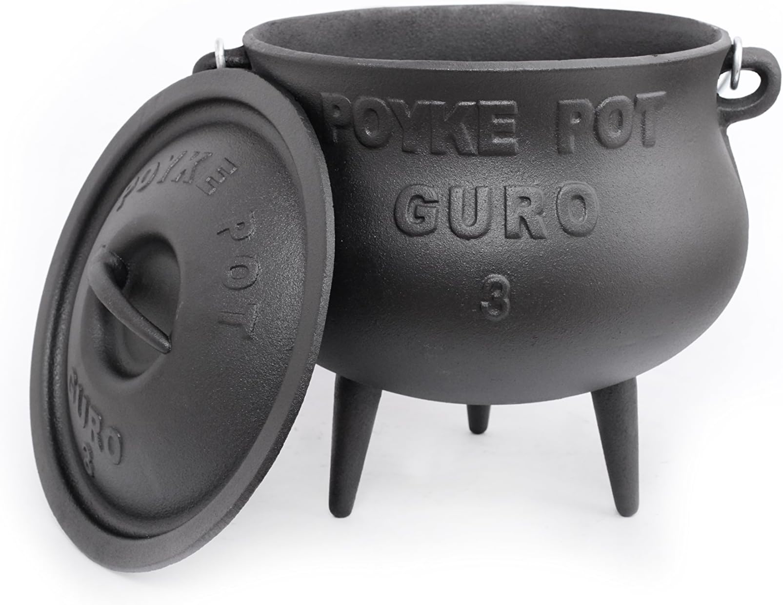 GURO Cast Iron Pre-Seasoned Potjie (Poyke) Pot Dutch Oven Size 3 (8.4QT) Includes Lid Lifter