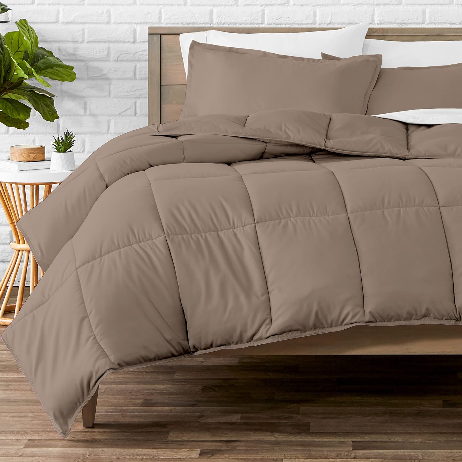 Olympic Queen (98'' x 98'') Comforter Set Extra Long Goose Down Alternative Ultra-Soft Premium 1000 TC All Season Warmth Burgundy