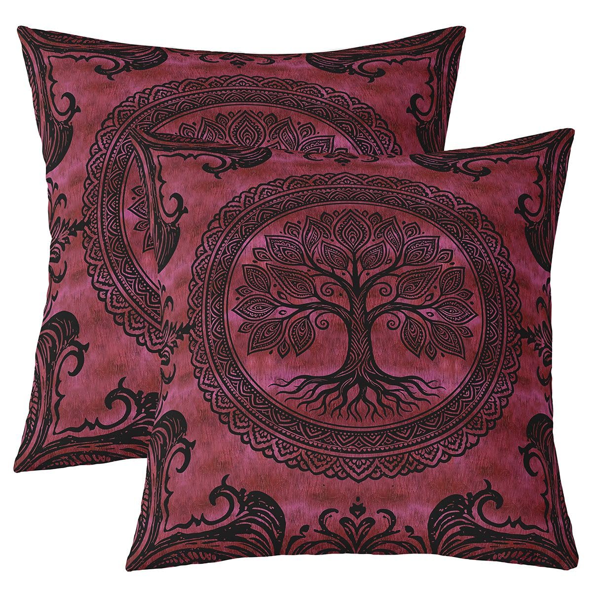 Homewish Tree of Life zestaw 4 poszewek na poduszkę 20 x 50 cm, adamaszek, abstrakcyjna sztuka, poszewka na poduszkę, vintage, kwiatowy wzór, dekoracyjna poszewka na poduszkę