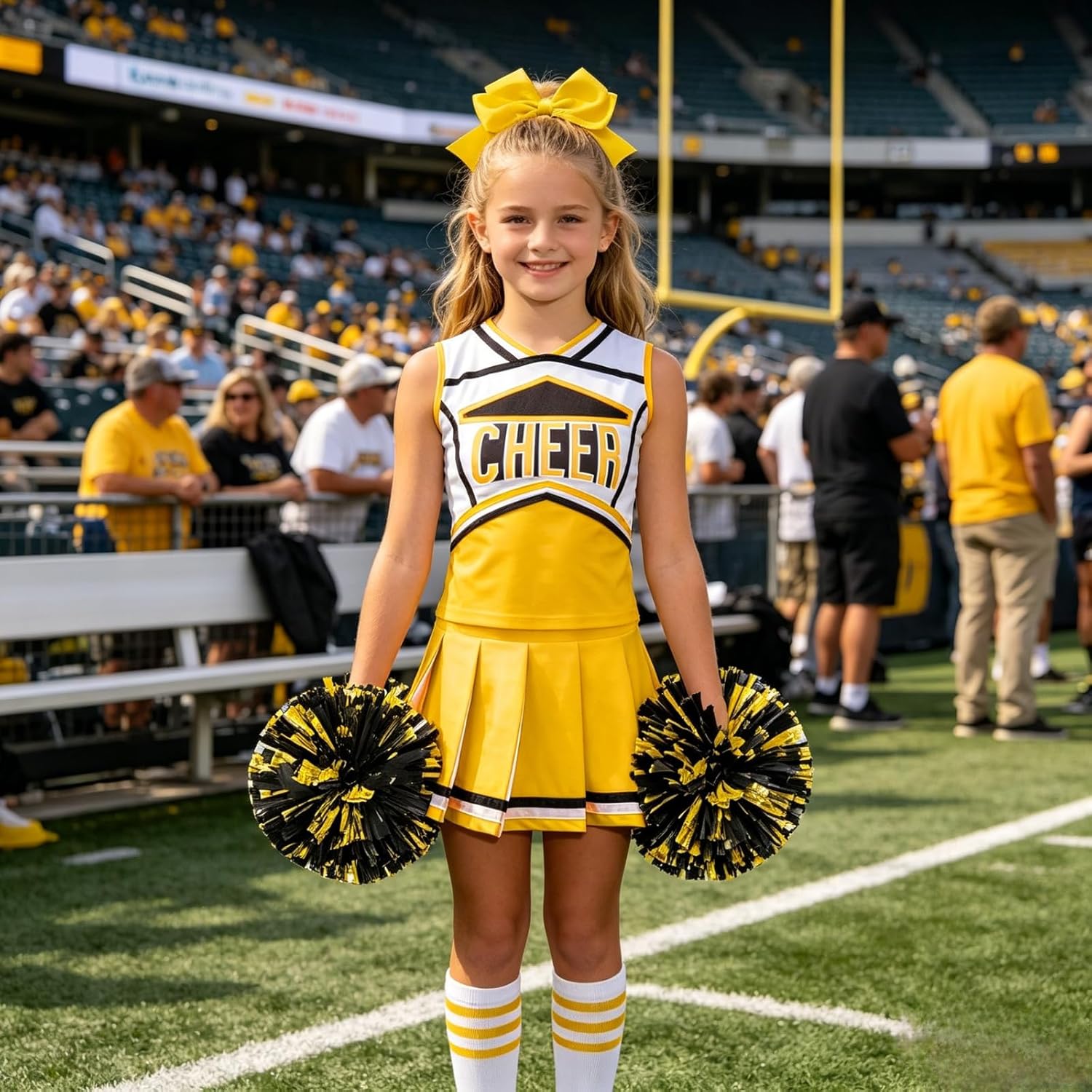 Girls Cheerleading Costume Classic Kids Cheerleader Uniform 5PCS Cheer Outfit Halloween Cosplay