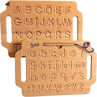 Learn to Write - Portable Double Sided Wooden Alphabet Tracing Board - Tracing Letters For Kids Ages 3-5 - Montessori Toys for 3+ Year Old - letter tracing fine motor skills toys for 5 year old