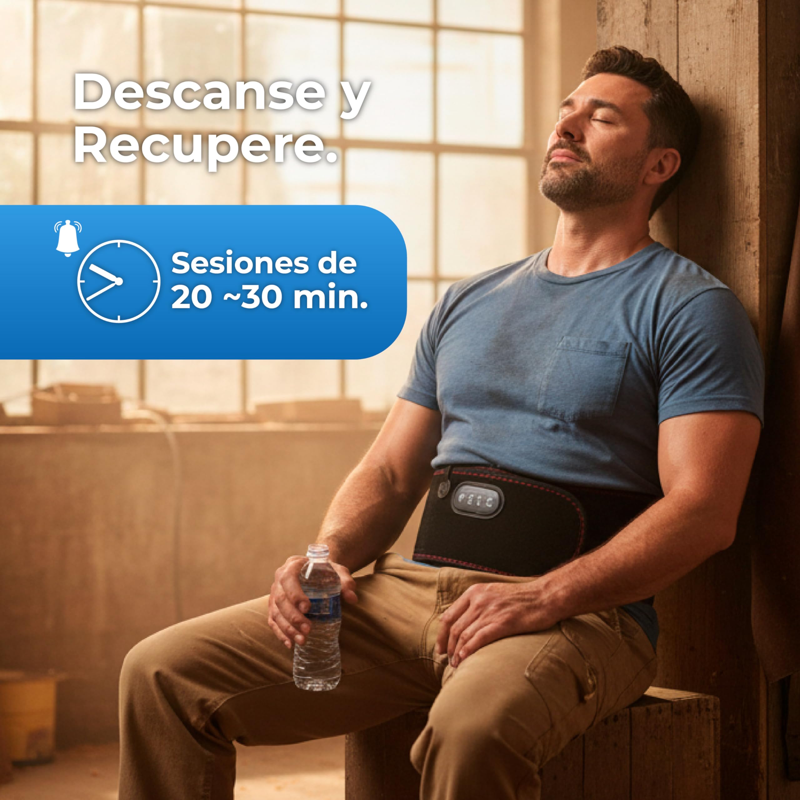 LED ATOMANT Almohadilla Electrica Lumbar con Masaje Inalambrica, Faja Termica para Espalda, Cintura y Abdomen, 3 Niveles de Calor, Temporizador, Bateria 5000mAh, Transpirable, 110x22cm