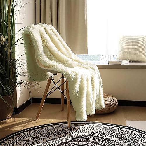 Miniatura 7 de Tuddrom - Manta de piel sintética extrasuave y decorativa, reversible y mullida, cómoda y acogedora, manta de microfibra y vellón para sofá, cama,