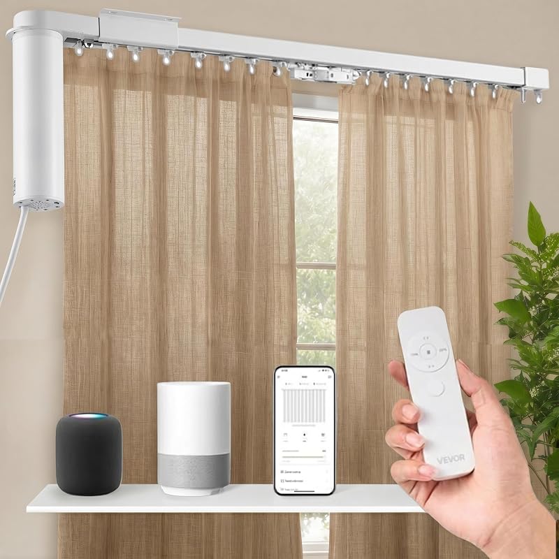 Rieles para cortinas eléctricas | Matter over WiFi Riel Eléctrico, Cortinas Inteligentes Abridor Motorizado Barra de Cortinas con Control Remoto - 165-189"