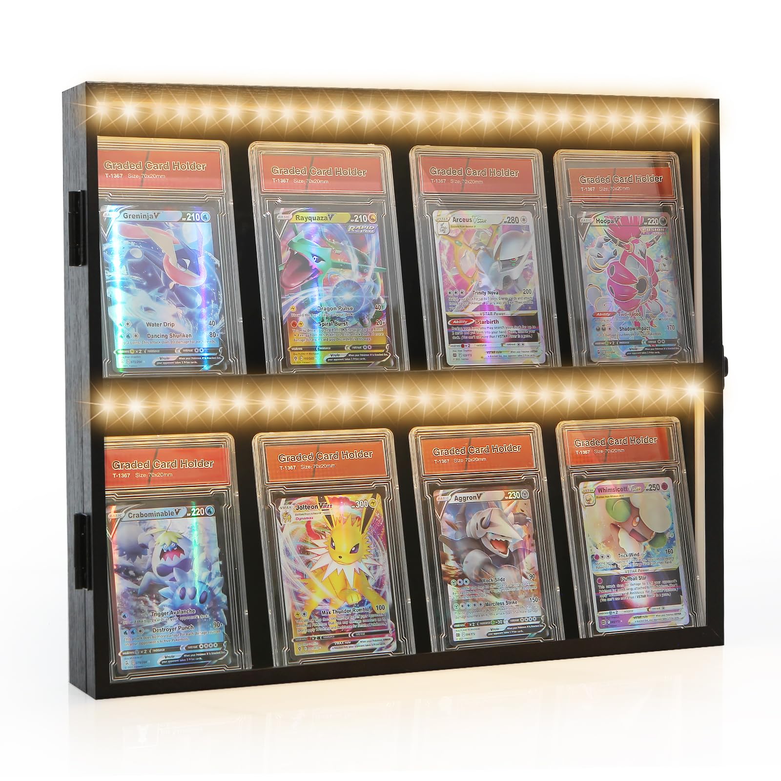 card display pokemon Led Frame Compatible with Cards,2-Tier Wall Mount Led Trading Card Storage with Anti-Slip Card Supporters,Display Case for Graded Card, Baseball Card, PSA, Sports Card Toys & Games The BCW Small Stand Card:Umbreon Nidoking 150/147 - Aquapolis ROARING MOON