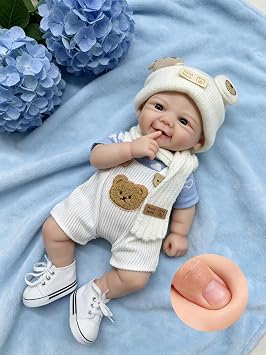 Zero Pam Squishy Full Body Silicone Baby Dolls Boy, 16 inch Open Mouth Realistic Baby Boy Dolls, Floppy Lifelike Newborn Babys Doll, Anatomically Correct Real Life Silicone Reborn Doll for Kids 3+