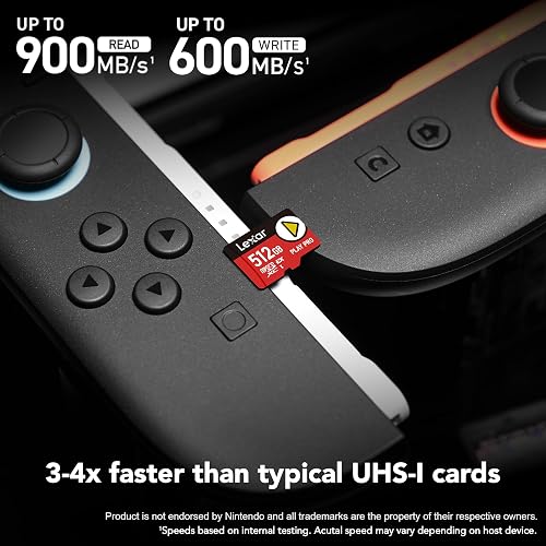 Lexar Carte microSDXC Express Play Pro 512 Go, UHS-I, C10, U3, V30, A2, Full HD, vidéo 4K, jusqu'à 900 Mo/s de Lecture, pour Nintendo Switch 2, ASUS ROG Ally, Steam Deck, appareils de Jeu - 3