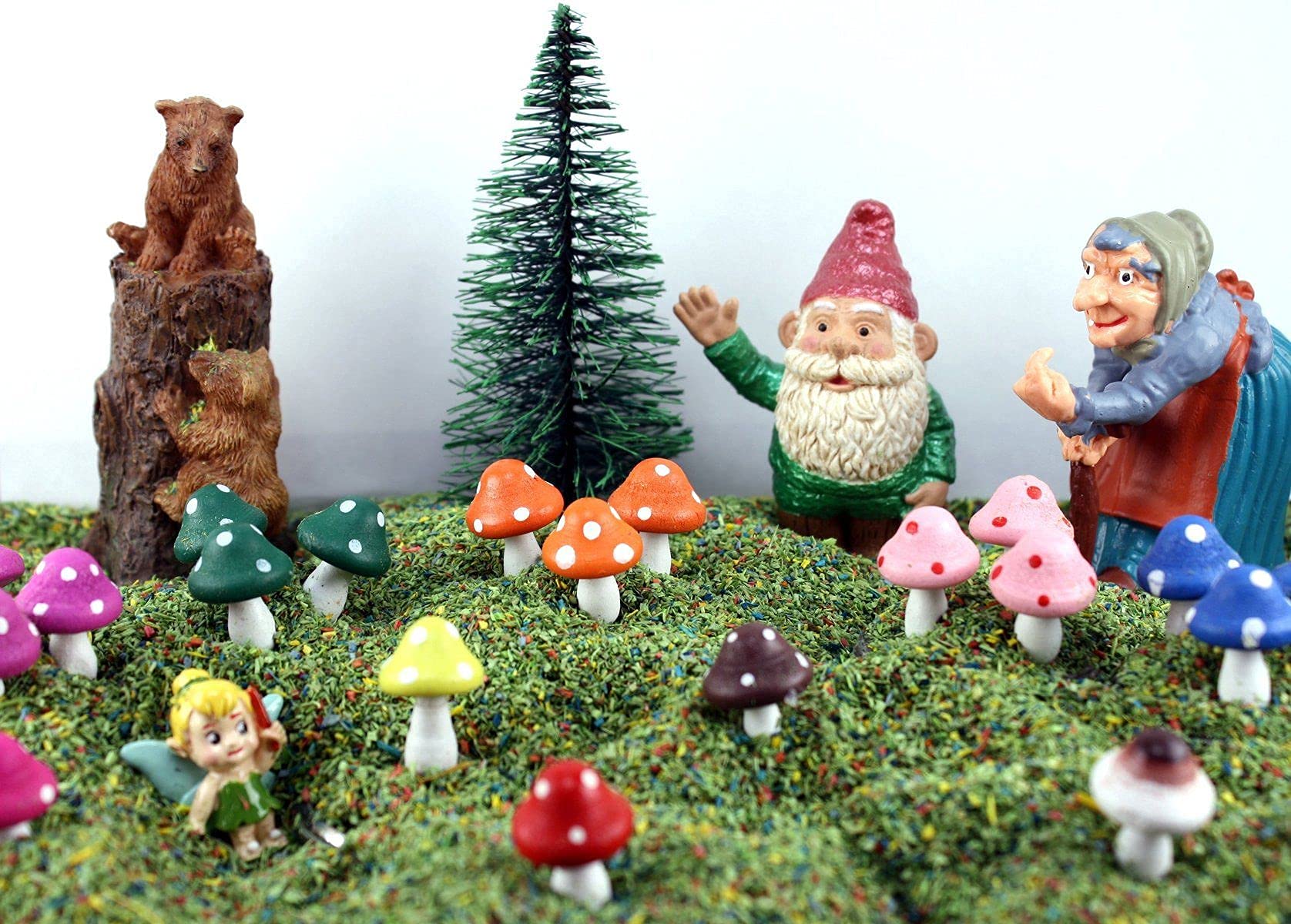 SEEK RARE Pilz-Figuren Aus Holz – 3-teiliges Set Für Feengarten & Deko, Rosa