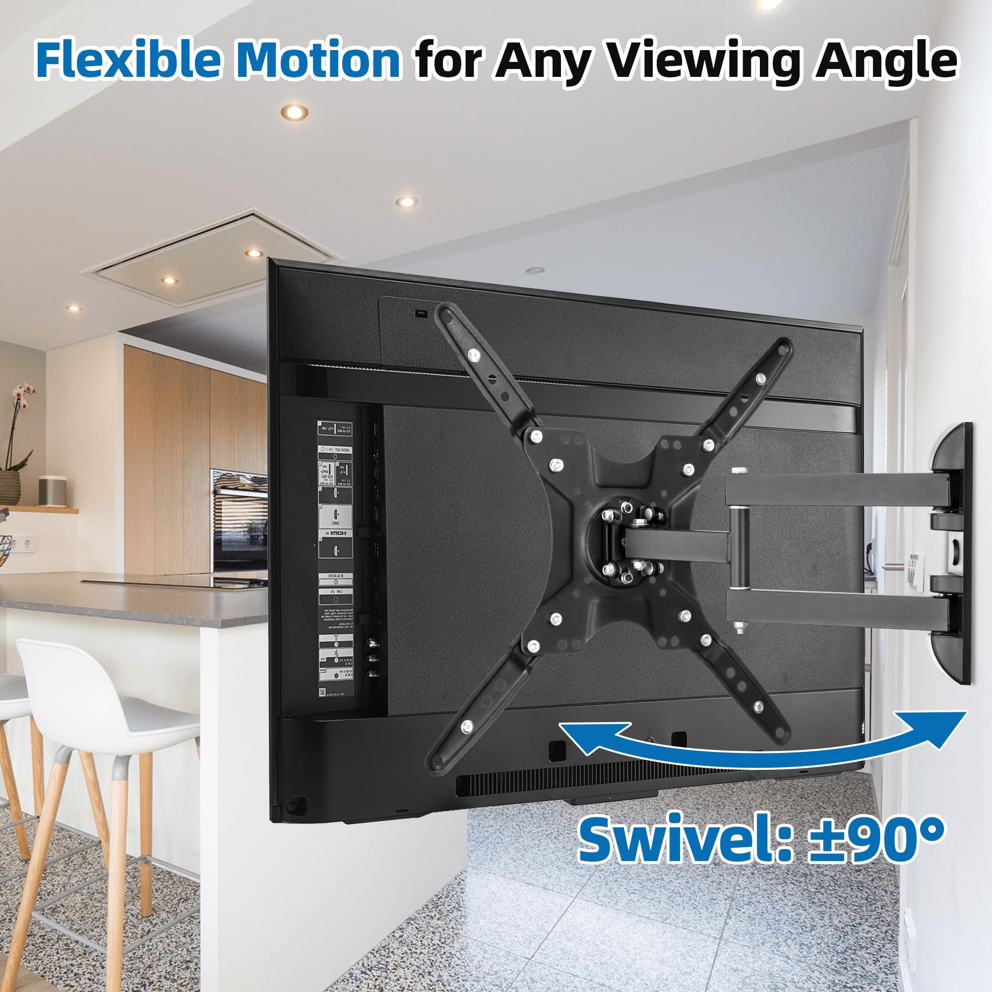 Supporto da parete per TV Full Motion, supporto da parete angolare per la maggior parte delle Smart TV da 26-55", supporto universale per TV a cerniera con bracci di prolunga, inclinabile, girevole