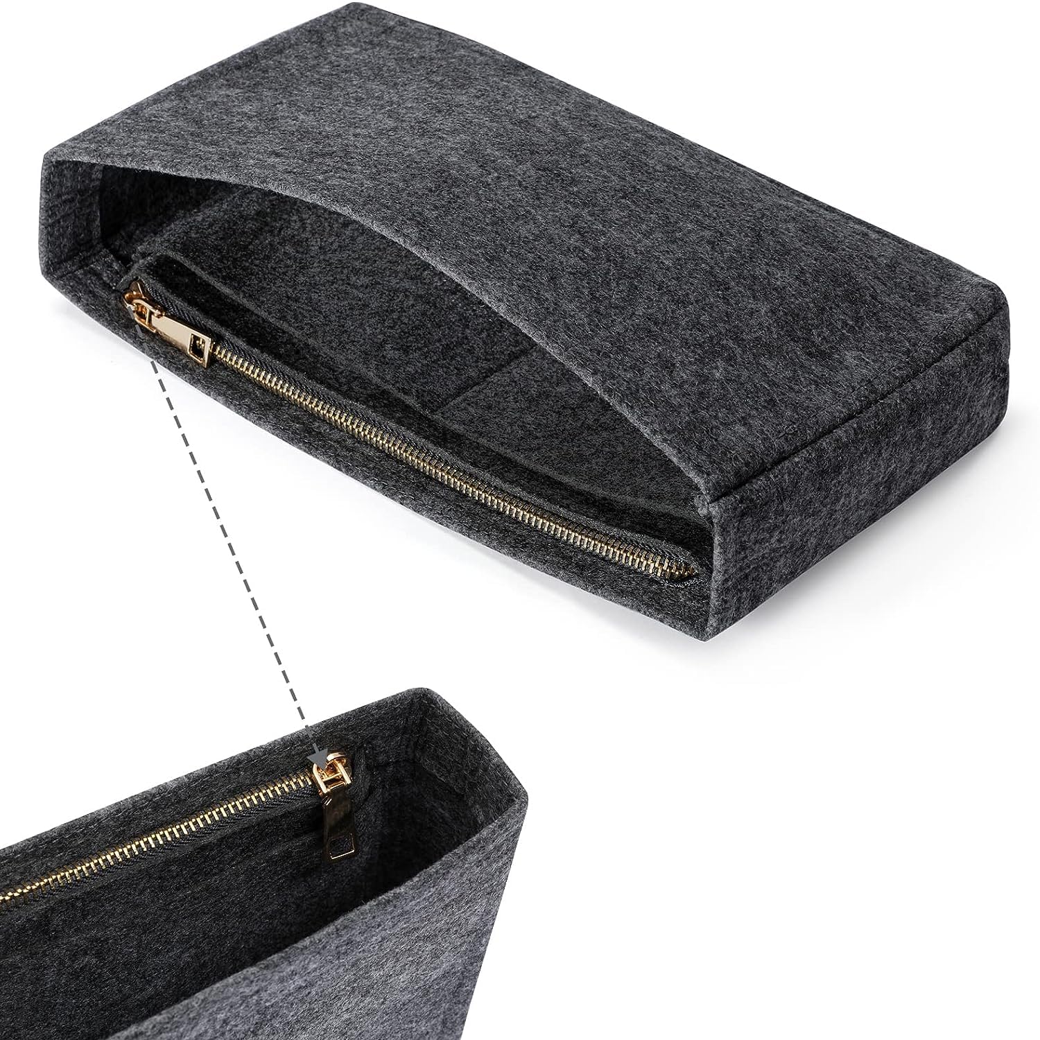 GREENSHEEP Small Purse Organizer with Zipper, Felt Insert Bag Organizer Handbag Tote Liner Pouch for Women (Small, Dark Grey) 1
