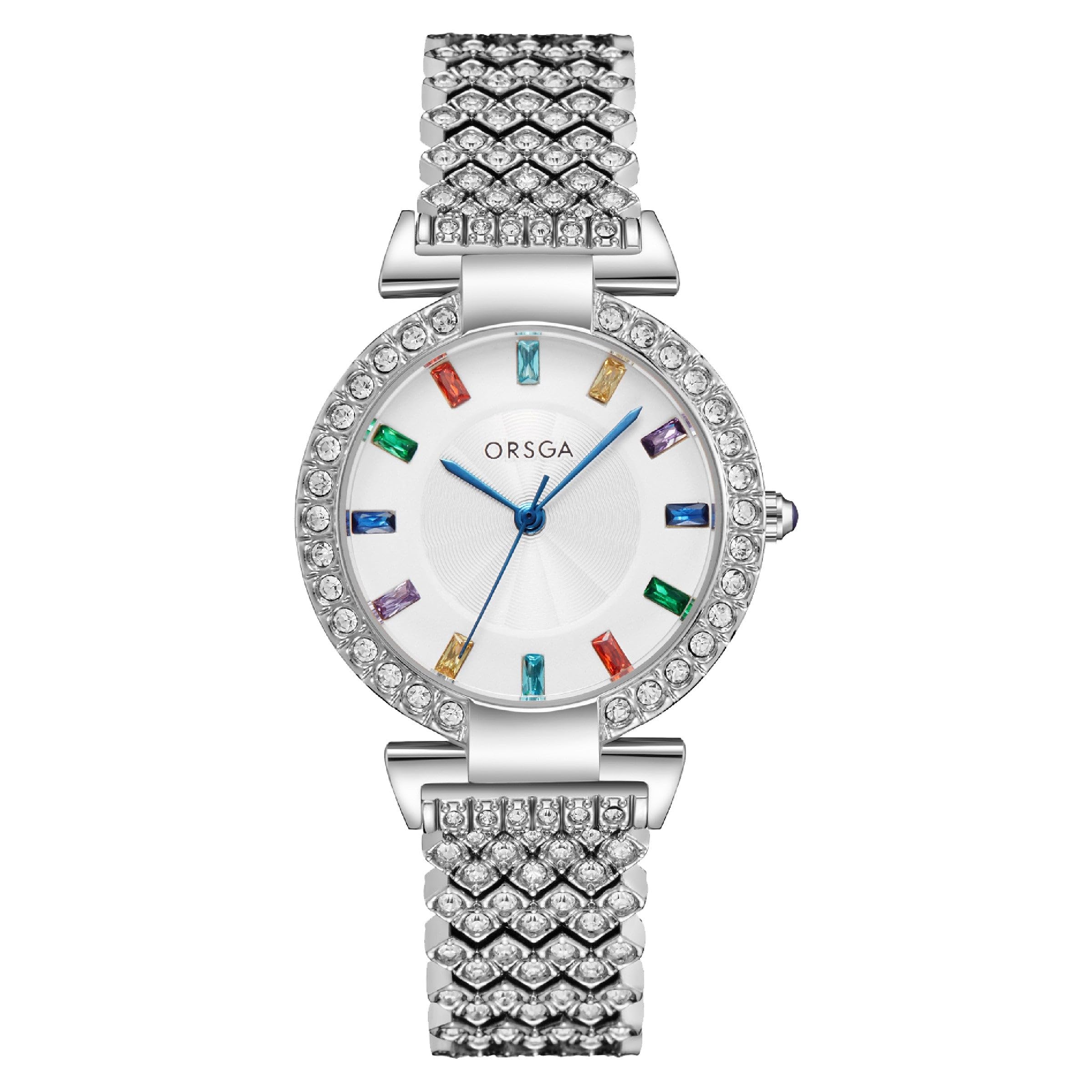 ORSGA Serene Watch for Women White Dial Studded Gold Analog Watches for Women Analog Ladies Latest Stylish Diamond Wrist Watches, Gift for Women, Birthday Gift, Aniversary