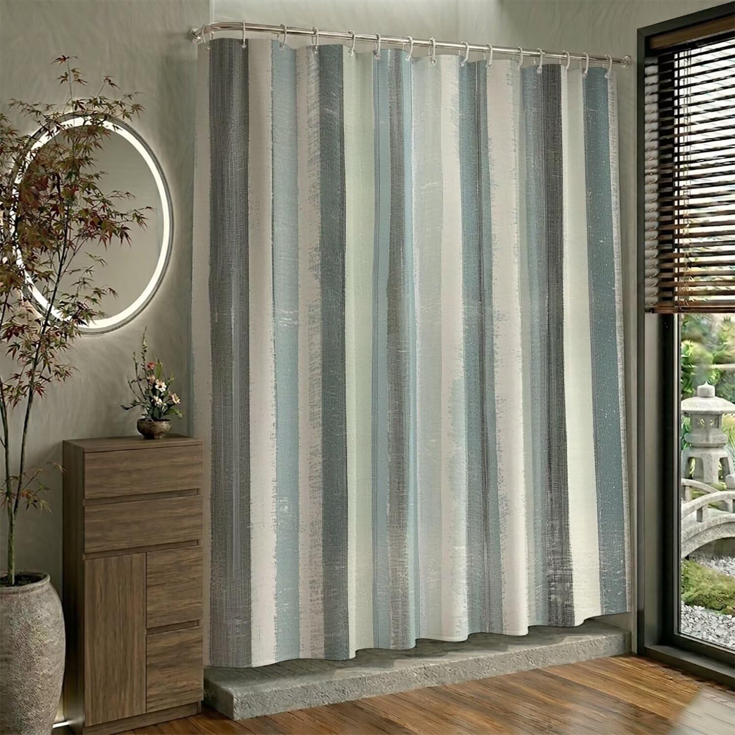 Rideau douche tissus lavable vert 130x150 cm imperméable pour baignoire