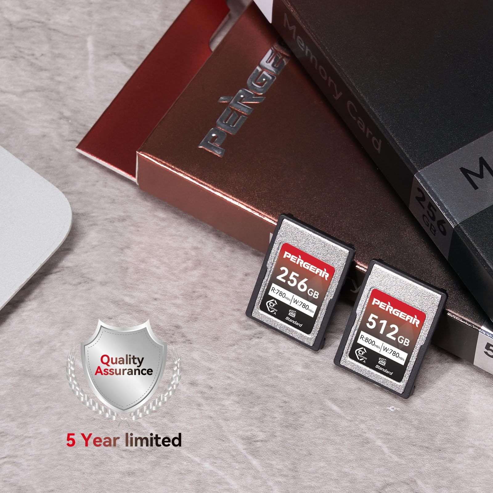 Pergear 512GB CFexpress Tipo A de Tarjeta de Memoria, Velocidad de Lectura de hasta 800 MB/s y Velocidad de Escritura de 780 MB/s para Grabación 4K 120P, 8K 30P, (Serie Estándar)