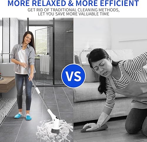 Miniatura 4 de Electric Spin Scrubber - Cordless Shower Cleaning Brush with 8 Replaceable Heads - 2 Speeds & Extension Handle - Power Scrubber for Bathroom, Tile,