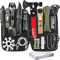 Presentes para homens, pai, marido, equipamento de sobrevivência e kit de equipamento 20 em 1, ferramenta de emergência para escapar com machado, meias de Natal, acessório legal para aniversário, para ele, meninos, acampamento, caminhadas, pesca, caça
