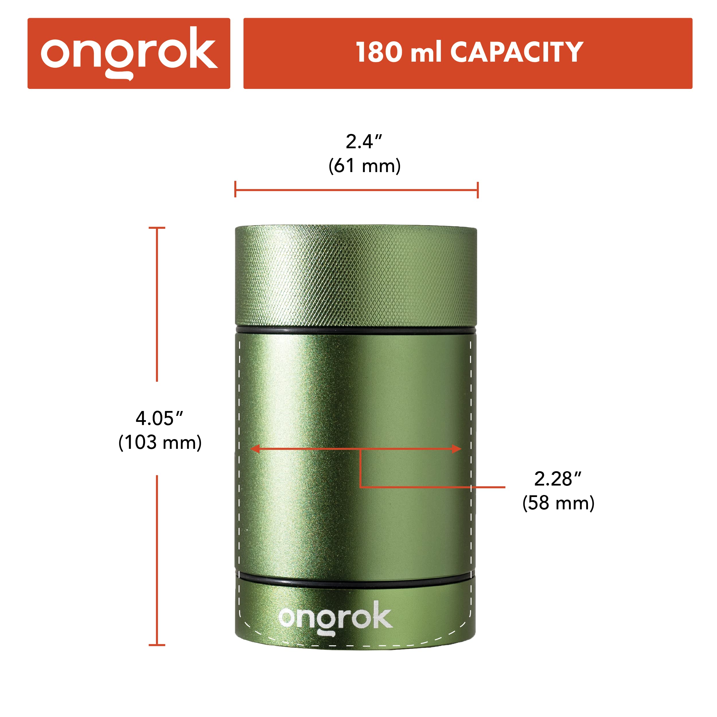 ONGROK Aluminum Storage Container, 180ml, Air Proof Jar to Preserve Smell and Aroma, Green - Image 3