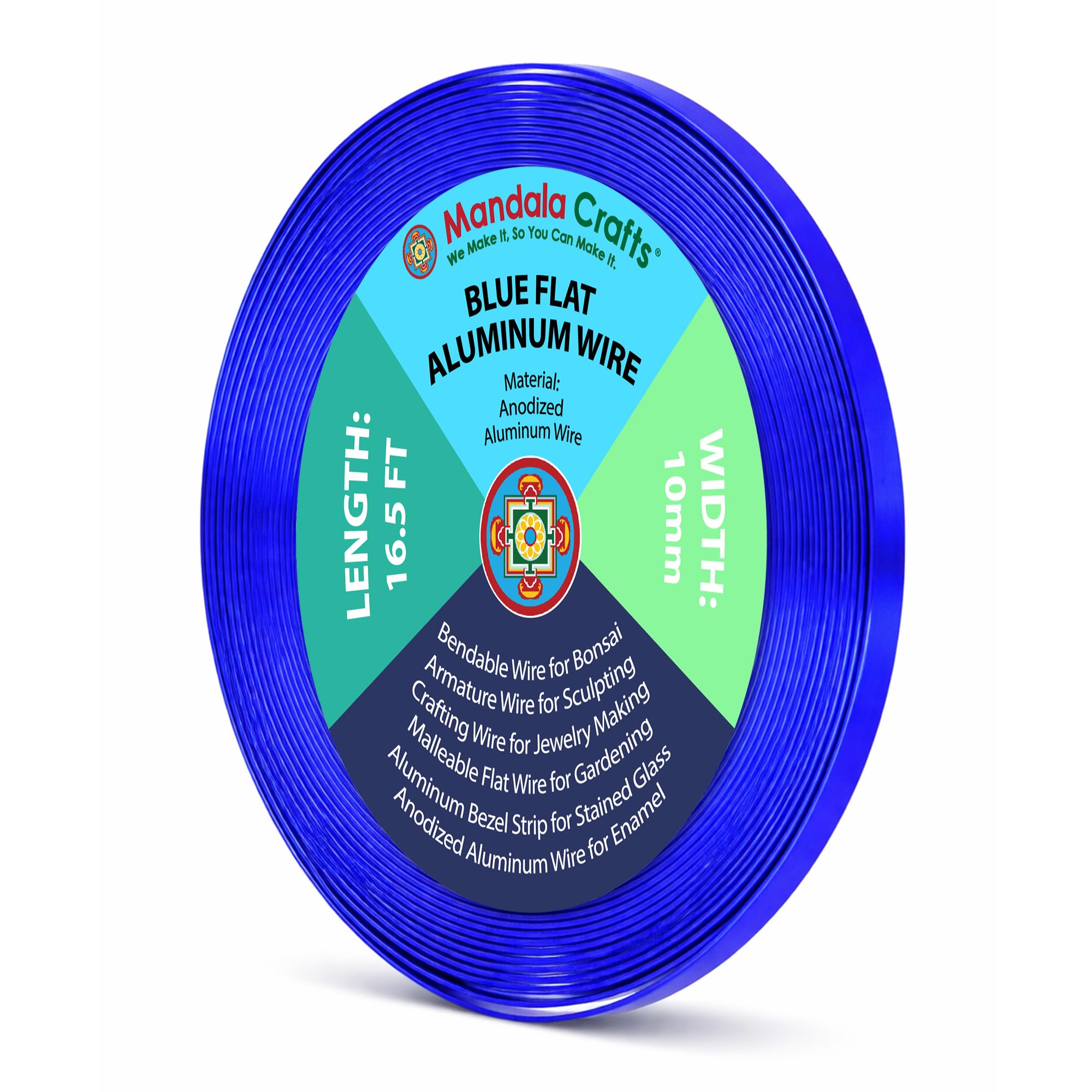Mandala Crafts 10mm Blue Flat Aluminum Crafting Wire for Sculpting
