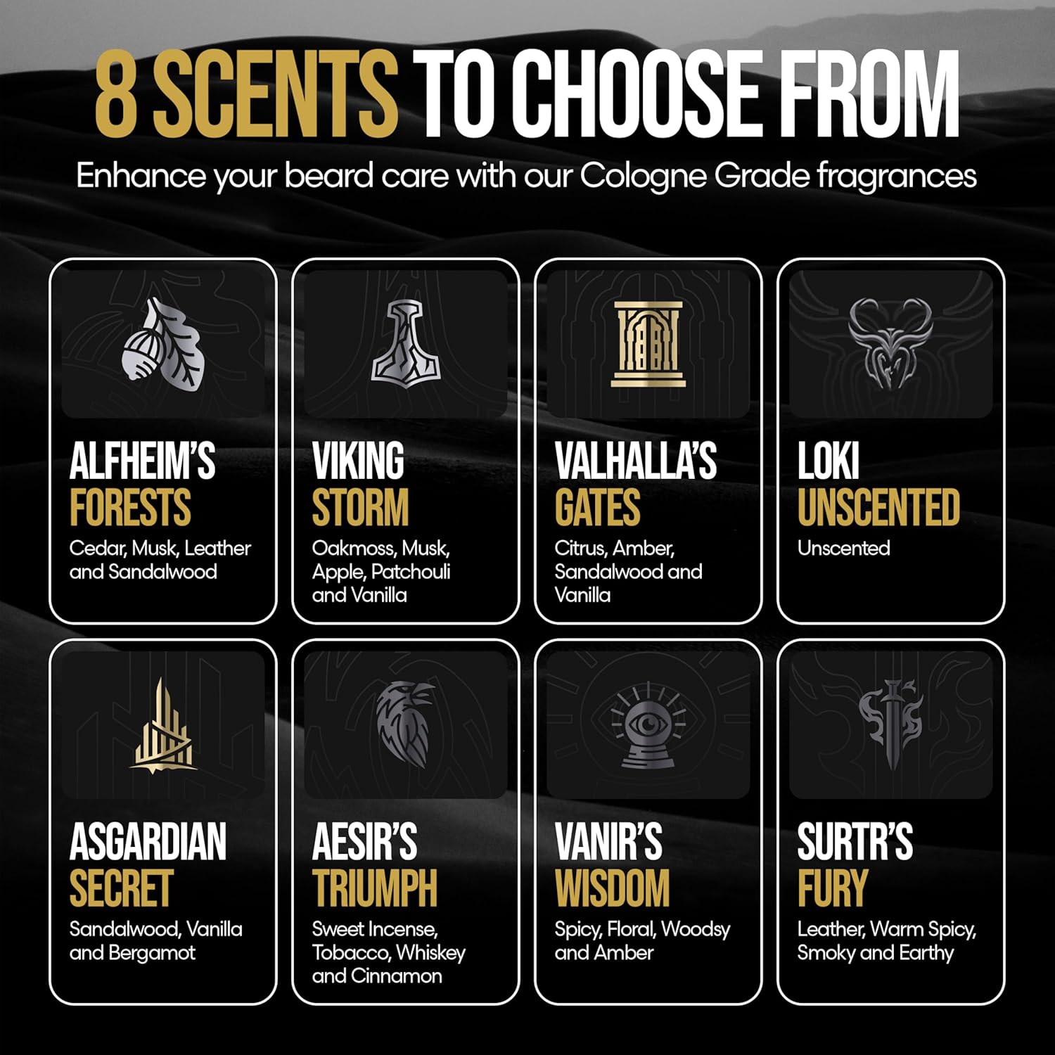 The Beard Struggle Beard Growth Kit for Men includes Beard Balm, Beard Oil, Beard Wash, & Beard Conditioner - Silver Collection - Viking Storm