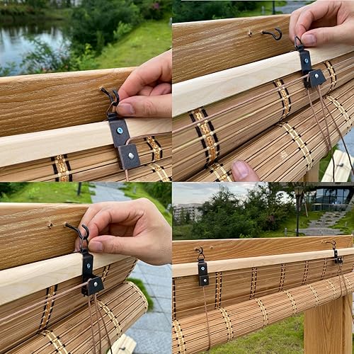 Miniatura 6 de Persianas de bambú, persianas enrollables de bambú para ventanas, cortinas enrollables de bambú para interiores y exteriores, hogar, patio, porche