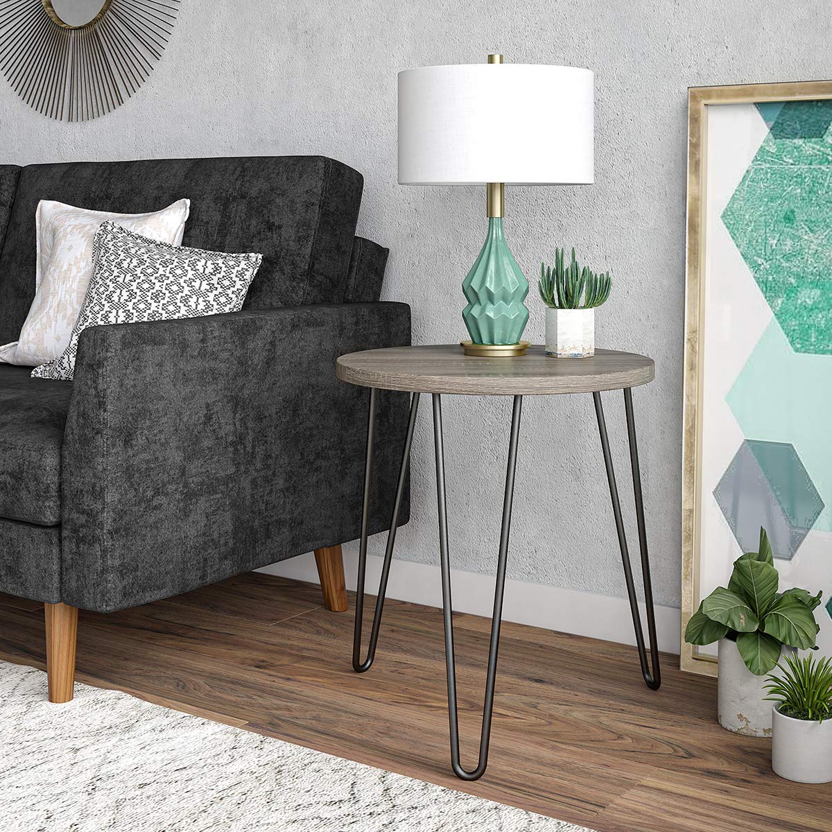 DHP Furniture Owen End Table, Grey Oak Look