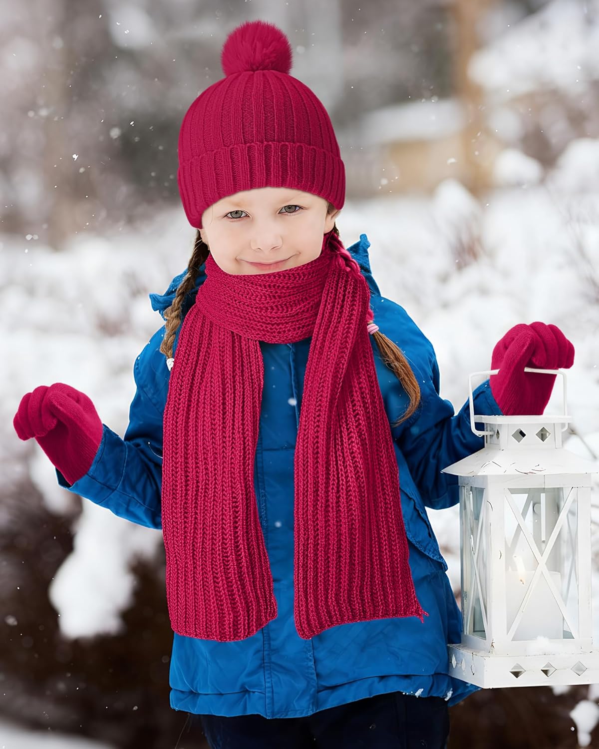 144 Pcs Kids Beanie Hat Scarf Gloves Winter Set with Drawstring Bag Soft Cap Bulk Warm for Boys Girls Aged 5-10 - Image 5