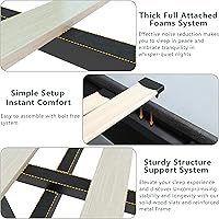 Vista 6 de Loomie Marco de Cama con Elevación Completa con Estación de Carga y Luces LED, Cama Tapizada con Cabecera de Almacenamiento Wingback con Botones