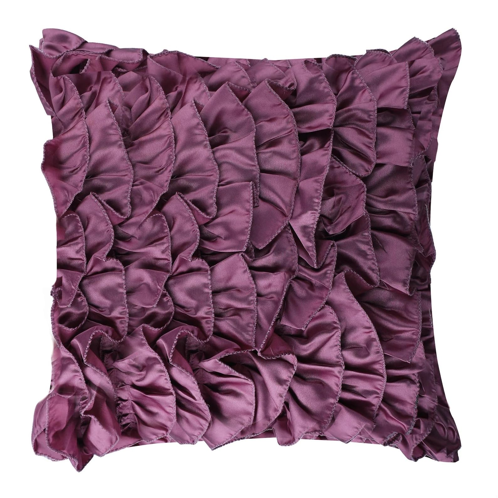 The HomeCentric Purple Accent Cushion, Vintage Style Ruffles Shabby Chic Pack of 2, 45x45 cm Cushion Cover Decorative, Satin Cushion Cover for Couch, Solid Contemporary, Solid Color - Vintage Vines โ image 1