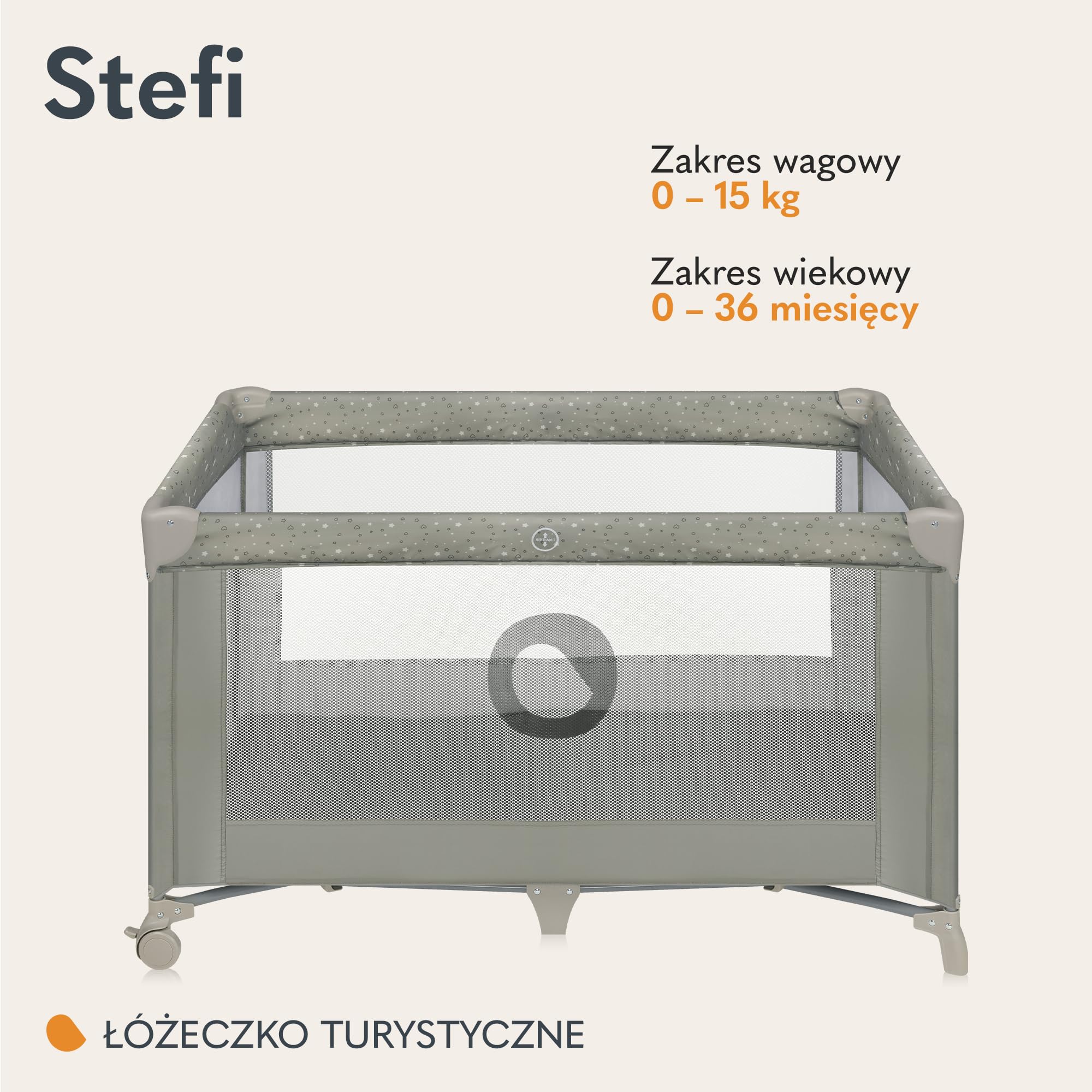 Lionelo Stefi 2 w 1 łóżeczko turystyczne, łóżko dziecięce z przewijakiem, przewiewne ścianki, system LockGuard, łóżeczko przenośne do 15 kg, składane, torba transportowa