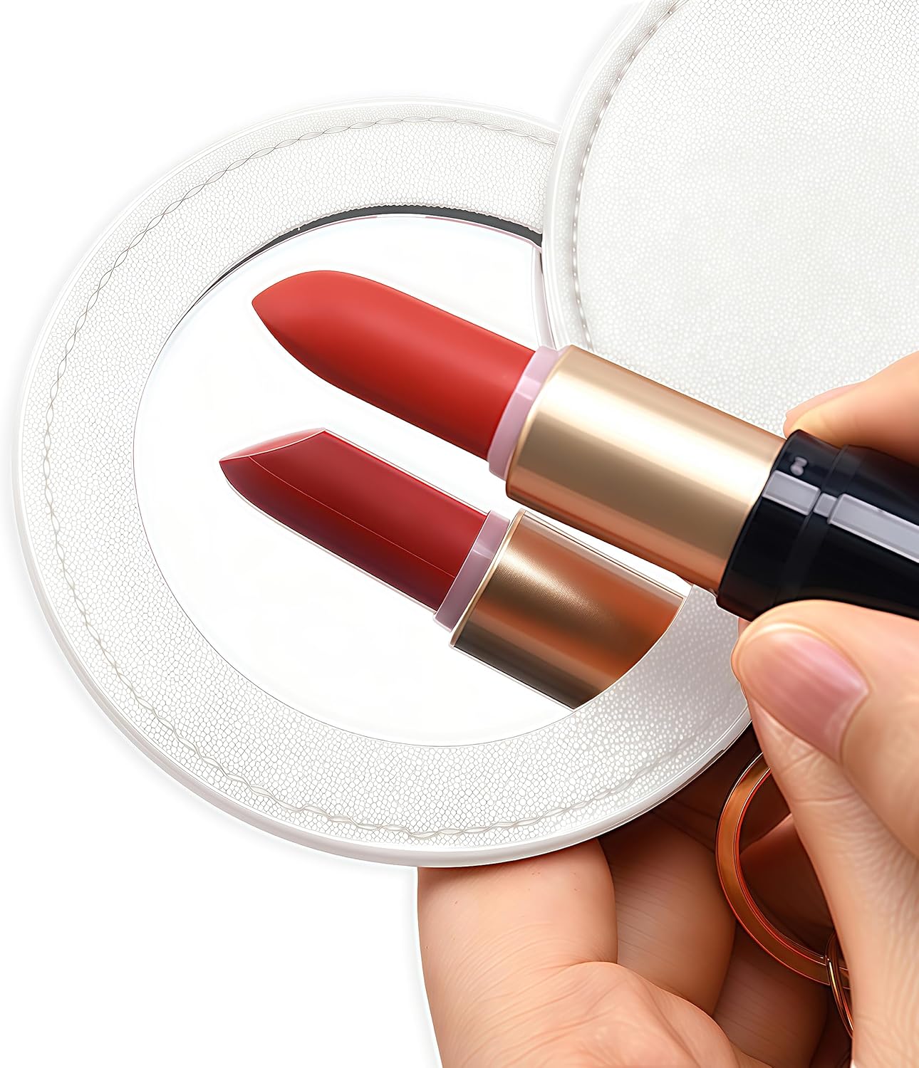 Small Makeup Mirror Keychain, Compact Mirror for Purse,Leather Small Pocket Mirror, Cat Lovers Themed Gifts Stuff For Girls Teens Kids Women! (Cat) - Image 4